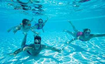 family swimming